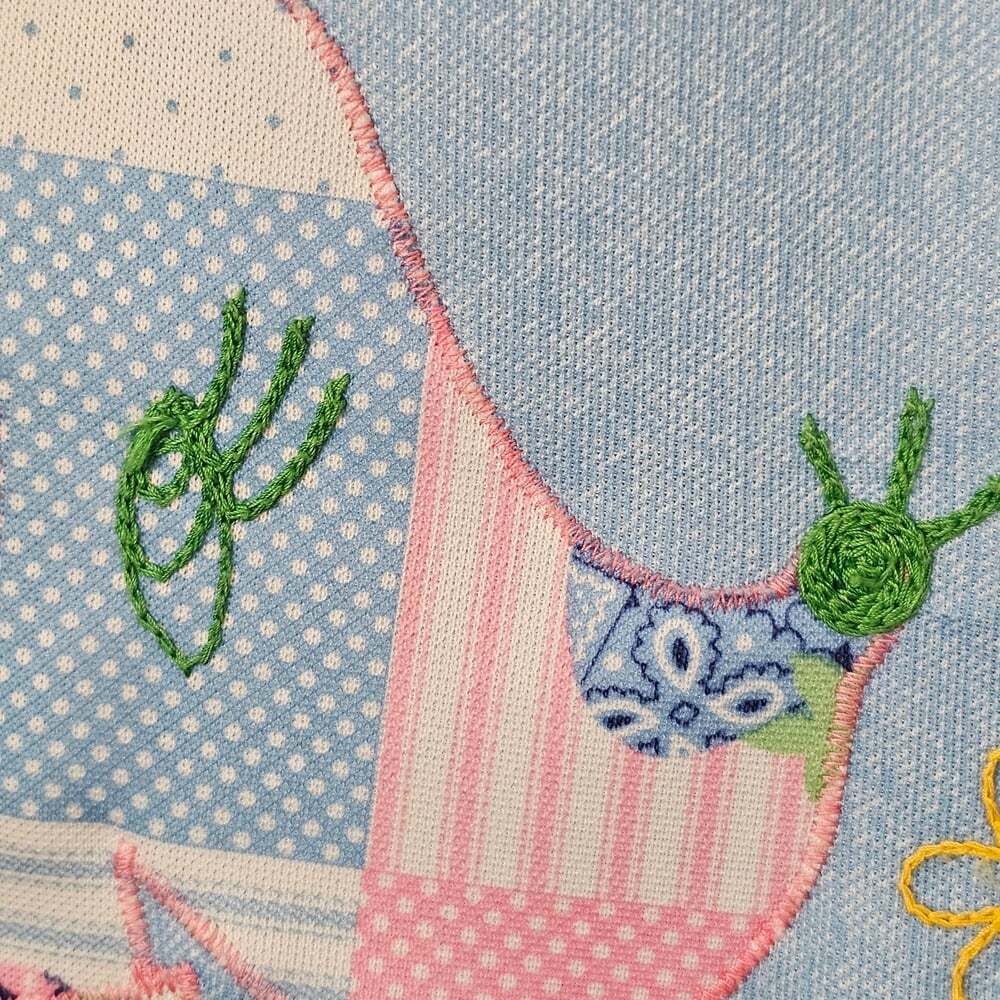 Vintage Embroidered Patchwork Blue Leisure Suit - Picture 9 of 13